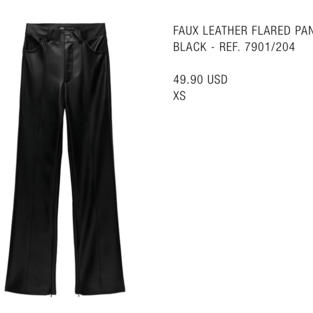 ZARA faux leather flared pant NWT